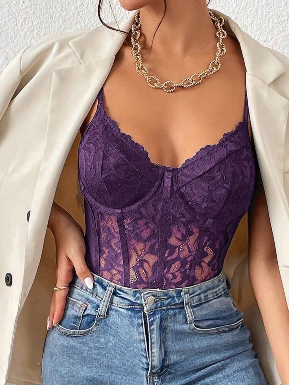 Purple Lace Bodysuit NWOT